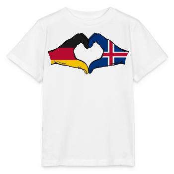 Deutschland Island Flagge Haende Herzform - Stanley/Stella Kinder T-Shirt MINI CREATOR  - Weiß - Vorne - Maike (125cm)