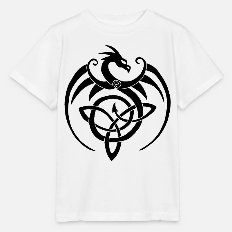 Black Dragon and Celtic Symbol - Stanley/Stella MINI CREATOR Kids’ T-Shirt - white