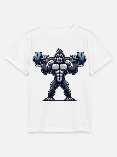 Gorilla Mächtiger Hantel - Stanley/Stella Kinder T-Shirt MINI CREATOR - Weiß