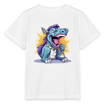 Singender Drache auf Bühne - Stanley/Stella Kinder T-Shirt MINI CREATOR  - Weiß - Vorne - Maike (125cm)