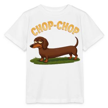 Dessin animé Dachshund Chop-Chop - T-shirt bio MINI CREATOR Stanley/Stella Enfant - blanc - Devant - Maike (125cm)