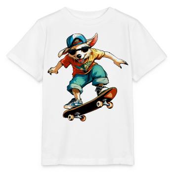 Skateboard Australian Shepherd - Chien - T-shirt bio MINI CREATOR Stanley/Stella Enfant - blanc - Devant - Maike (125cm)