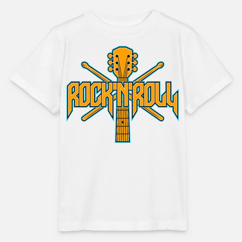 Rocknroll-Gitarre und Drumsticks-Emblem - Stanley/Stella Kinder T-Shirt MINI CREATOR - Weiß