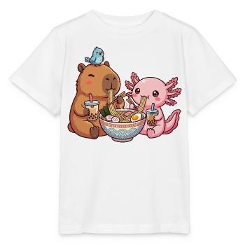 Kawaii Capybara Axolotl Ramen Bubble Tea - Stanley/Stella Kinder T-Shirt MINI CREATOR  - Weiß - Vorne - Maike (125cm)