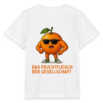 Orangene Pose: Fruchtfleisch der Gesellschaft - Stanley/Stella Kinder T-Shirt MINI CREATOR  - Weiß - Vorne - Maike (125cm)