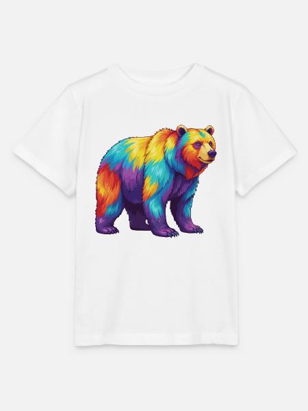Bunte Bärenregenbogen-Pop-Art-Aquarell - Stanley/Stella Kinder T-Shirt MINI CREATOR  - Weiß