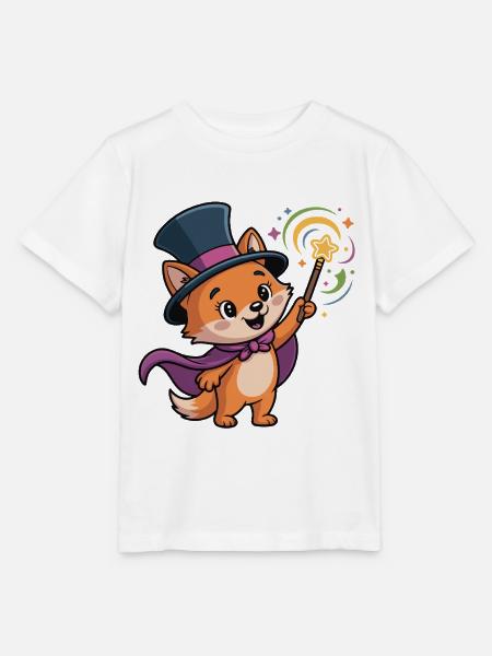 Zauberfuchs mit Sternenstab - Stanley/Stella Kinder T-Shirt MINI CREATOR  - Weiß