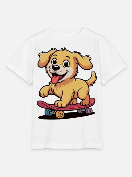 Skateboard Hund Cartoon - Stanley/Stella Kinder T-Shirt MINI CREATOR - Weiß