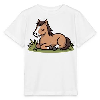 Knuffelpaard in het gras - Stanley/Stella Kinder-T-shirt MINI CREATOR  - wit - Voor - Maike (125cm)