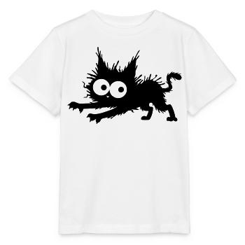 Chat noir stressé - stress, peur, peur - T-shirt bio MINI CREATOR Stanley/Stella Enfant - blanc - Devant - Maike (125cm)