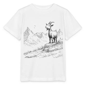 Sommets alpins avec chèvre - T-shirt bio MINI CREATOR Stanley/Stella Enfant - blanc - Devant - Maike (125cm)