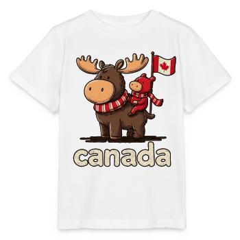 Canada-Moose mit kleinem Begleiter - Stanley/Stella Kinder T-Shirt MINI CREATOR  - Weiß - Vorne - Maike (125cm)