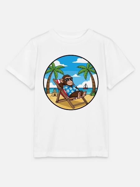 Coole Monkey Beach Vacation Summer Vibes - Stanley/Stella Kinder T-Shirt MINI CREATOR - Weiß
