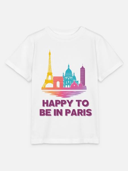 Pastel Paris Skyline - Stanley/Stella Kinder T-Shirt MINI CREATOR  - Weiß