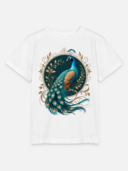 Pfauenpracht im Goldrahmen - Stanley/Stella Kinder T-Shirt MINI CREATOR  - Weiß