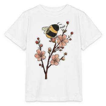 Lustige Bienen- und Kirschblüten-Illustration - Stanley/Stella Kinder T-Shirt MINI CREATOR  - Weiß - Vorne - Maike (125cm)