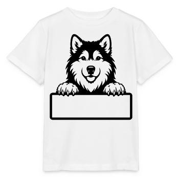 Badge nominatif de chiot Alaskan Malamute noir et blanc - T-shirt bio MINI CREATOR Stanley/Stella Enfant - blanc - Devant - Maike (125cm)