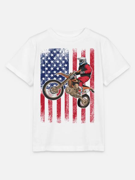 Dirt Biking USA-Flagge - Stanley/Stella Kinder T-Shirt MINI CREATOR  - Weiß