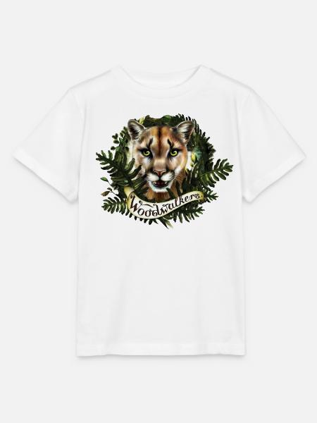 Woodwalkers Carag In Tiergestalt & Schriftzug - Stanley/Stella Kinder T-Shirt MINI CREATOR - Weiß