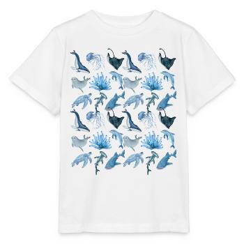 Animaux marins (gros) - T-shirt bio MINI CREATOR Stanley/Stella Enfant - blanc - Devant - Maike (125cm)