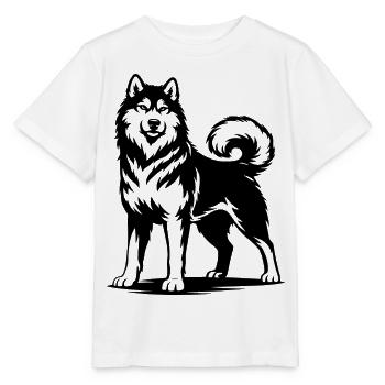 Malamute d’Alaska dans une pose fière - T-shirt bio MINI CREATOR Stanley/Stella Enfant - blanc - Devant - Maike (125cm)