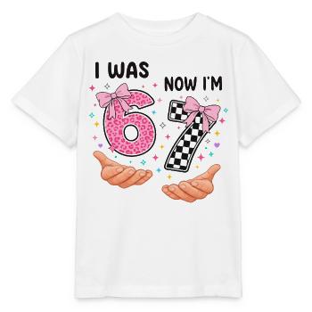 Ich war 6 jetzt bin ich 7 - siebter Geburtstag - Stanley/Stella Kinder T-Shirt MINI CREATOR  - Weiß - Vorne - Maike (125cm)
