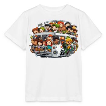 Bunt besetzte Bus Szene - Stanley/Stella Kinder T-Shirt MINI CREATOR  - Weiß - Vorne - Maike (125cm)