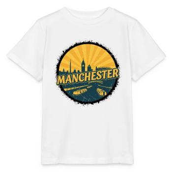 Insigne du canal vintage de la Skyline de la ville de Manchester - T-shirt bio MINI CREATOR Stanley/Stella Enfant - blanc - Devant - Maike (125cm)