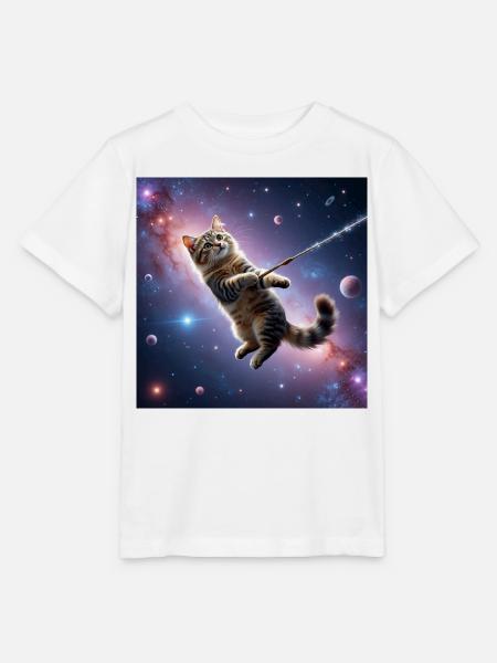 Katze im All - Stanley/Stella Kinder T-Shirt MINI CREATOR  - Weiß