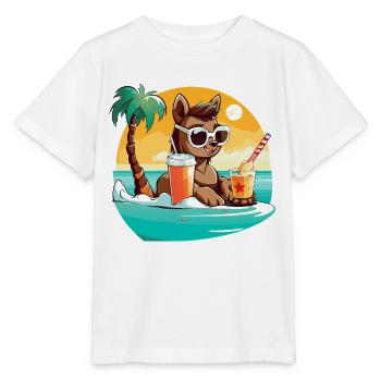 Lama am Strand im Sonnenlicht - Stanley/Stella Kinder T-Shirt MINI CREATOR  - Weiß - Vorne - Maike (125cm)