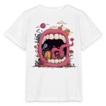 Pinke Mundwelt mit Kreaturen - Stanley/Stella Kinder T-Shirt MINI CREATOR  - Weiß - Vorne - Maike (125cm)