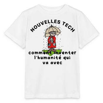 Les_nouvelles_tech_et_l-humanite_ - T-shirt bio MINI CREATOR Stanley/Stella Enfant - blanc - Devant - Maike (125cm)