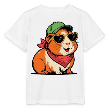 Cobaye avec lunettes de soleil – Motif d’animal mignon - T-shirt bio MINI CREATOR Stanley/Stella Enfant - blanc - Devant - Maike (125cm)