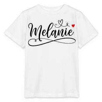 Melanie Last name First name with heart - Stanley/Stella MINI CREATOR Kids’ T-Shirt - white - Front - Maike (125cm)
