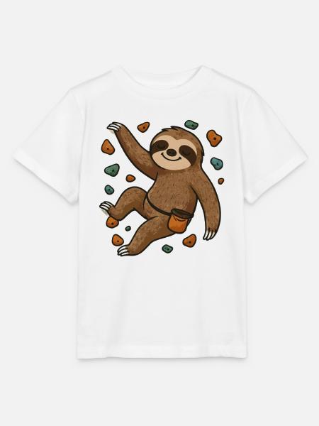 Lustiges Bouldern Shirt mit Faultier - Stanley/Stella Kinder T-Shirt MINI CREATOR - Weiß