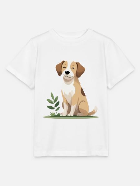 Fröhlicher Welpe im Gras - Stanley/Stella Kinder T-Shirt MINI CREATOR  - Weiß