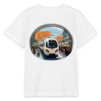 Train à la gare Orange Wire - T-shirt bio MINI CREATOR Stanley/Stella Enfant - blanc - Devant - Maike (125cm)