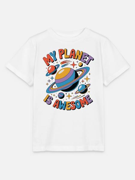 My Planet Is Awesome - Stanley/Stella Kinder T-Shirt MINI CREATOR  - Weiß