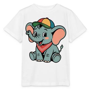 Éléphant coloré avec bandana - T-shirt bio MINI CREATOR Stanley/Stella Enfant - blanc - Devant - Maike (125cm)