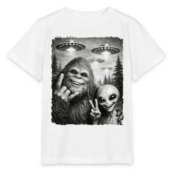 Bigfoot, Alien Rocker, Musique Rock, Main de Rock, OVNI - T-shirt bio MINI CREATOR Stanley/Stella Enfant - blanc - Devant - Maike (125cm)