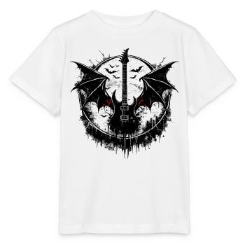 Electric guitar with bat wings - Stanley/Stella MINI CREATOR Kids’ T-Shirt - white - Front - Maike (125cm)