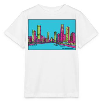 Skyline de la ville de Chongqing Dessin de lignes du fleuve Yangtsé - T-shirt bio MINI CREATOR Stanley/Stella Enfant - blanc - Devant - Maike (125cm)