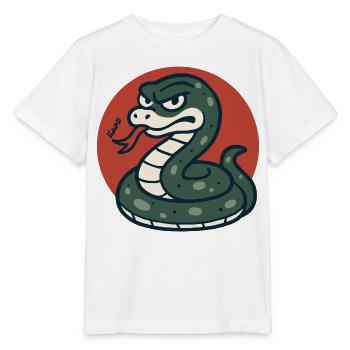 Karikatur Schlange im roten Kreis - Stanley/Stella Kinder T-Shirt MINI CREATOR  - Weiß - Vorne - Maike (125cm)