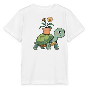 Petite tortue avec pot - T-shirt bio MINI CREATOR Stanley/Stella Enfant - blanc - Devant - Maike (125cm)