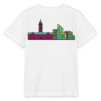Silhouette de la ville de Bradford City Town Style Art moderne - T-shirt bio MINI CREATOR Stanley/Stella Enfant - blanc - Devant - Maike (125cm)