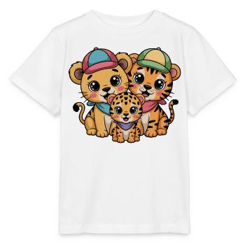 Amis Lion Tigre-Léopard mignons – Papillon animal drôle - T-shirt bio MINI CREATOR Stanley/Stella Enfant - blanc - Devant - Maike (125cm)
