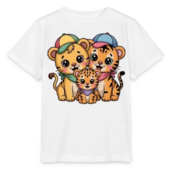Süße Löwe Tiger Leopard Freunde - Stanley/Stella Kinder T-Shirt MINI CREATOR  - Weiß - Vorne - Maike (125cm)