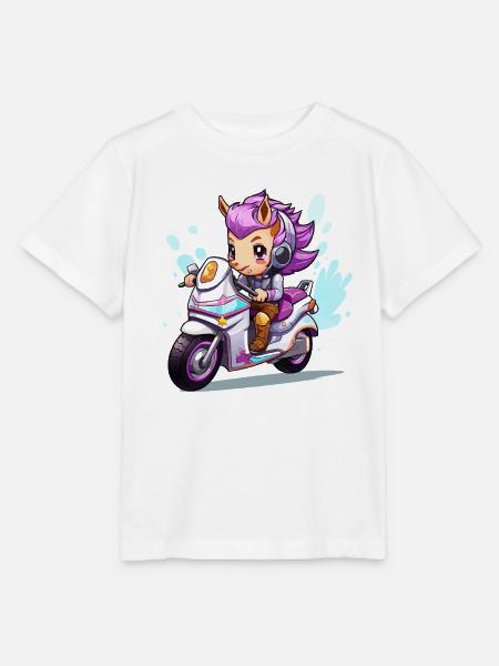 Chibi Motorradheldin - Stanley/Stella Kinder T-Shirt MINI CREATOR  - Weiß