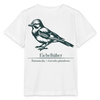 Jay Silhouette | Ornithologie | Dessin - T-shirt bio MINI CREATOR Stanley/Stella Enfant - blanc - Devant - Maike (125cm)