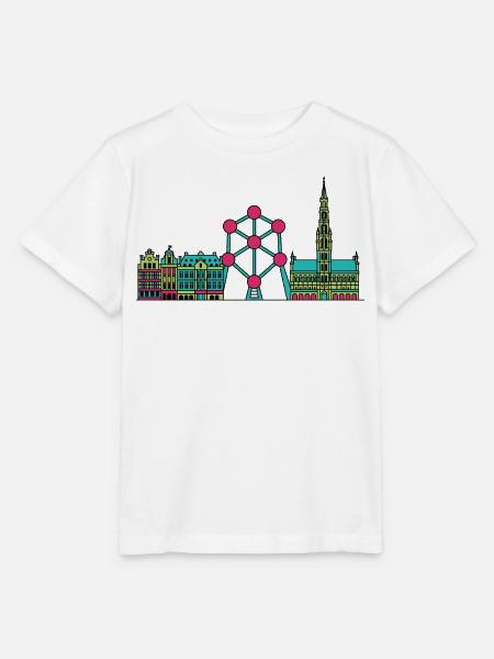 Brüsseler Stadtsilhouette Atomium Moderne Linienkunst - Stanley/Stella Kinder T-Shirt MINI CREATOR  - Weiß
